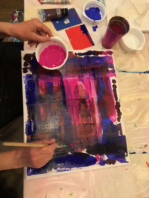 Abstract acryl painting with Ulla Hieronymi-Pinnock