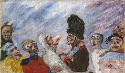 Pressebild: James Ensor, Skelett verhaftet Maskierte, 1891, © The Phoebus Foundation, Antwerp